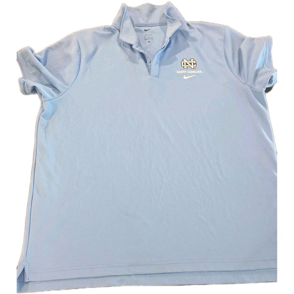 Nike North Carolina Tar Heels UNC Stretch Vintage Blue Polo Shirt Jersey Men xxl